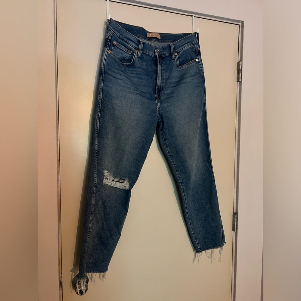 7 FOR ALL MANKIND Vintage High waist cropped straight jeans.